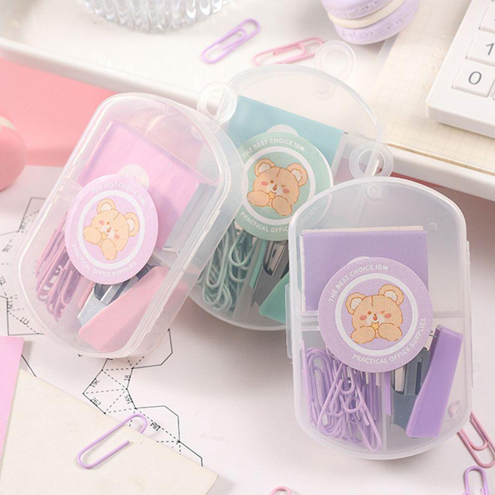 Cute Mini Morandi Color Student Supplies Stapler Set With Staples Binding Tools