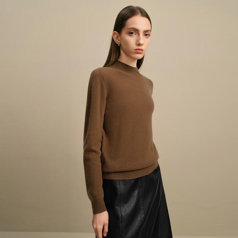 Elva' Island Women's Semi-High Collar Wool Knit Sweater