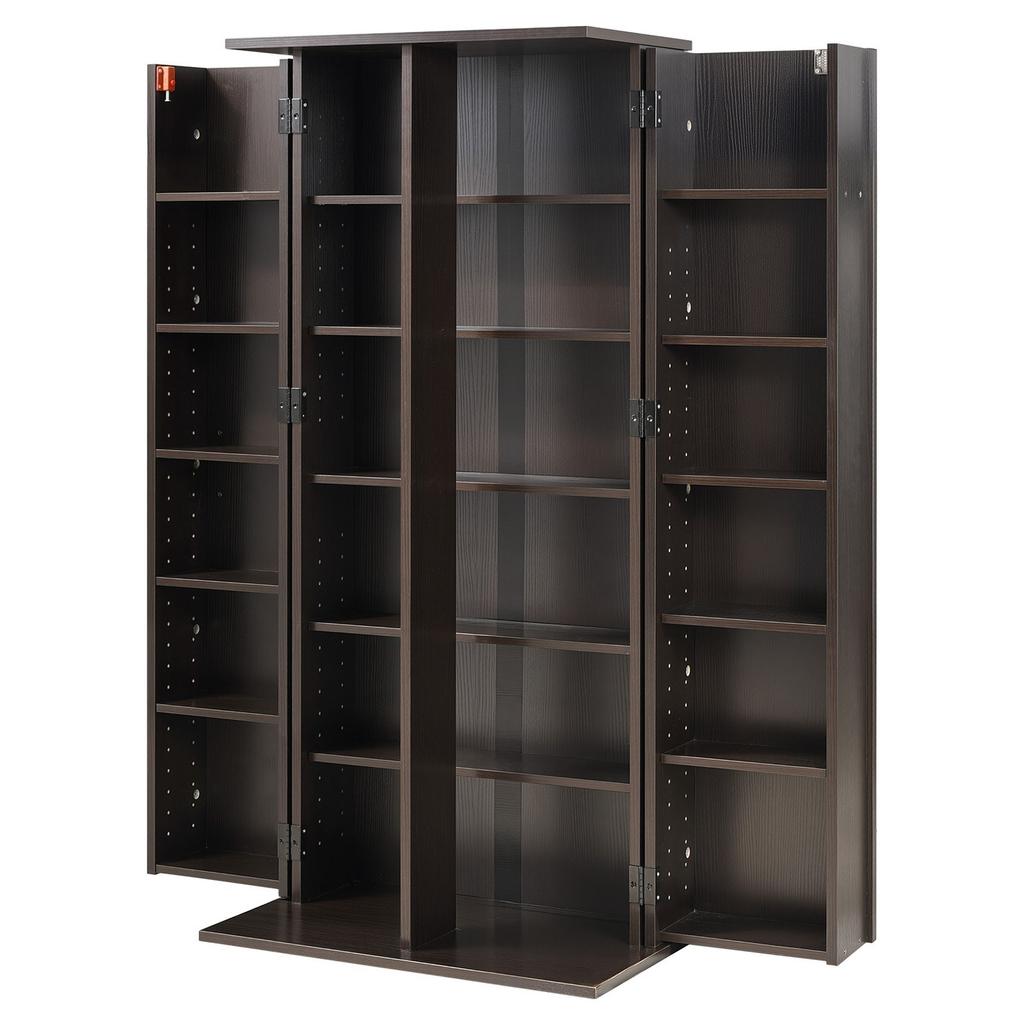 Media Storage Cabinet, 6-Tier DVD Shelf Organizer, 610 x 368 x 1270 mm Multimedia Storage Organizer for CDs, DVDs, Books, Games, CD Shelf for Living