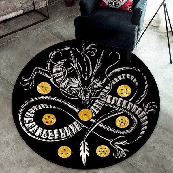 3D Anime Dragon Carpet Round Mat Dragon Round Carpet Round Rugs Non-slip Area Rug for Living Room Bedroom Foot Pad Decoration