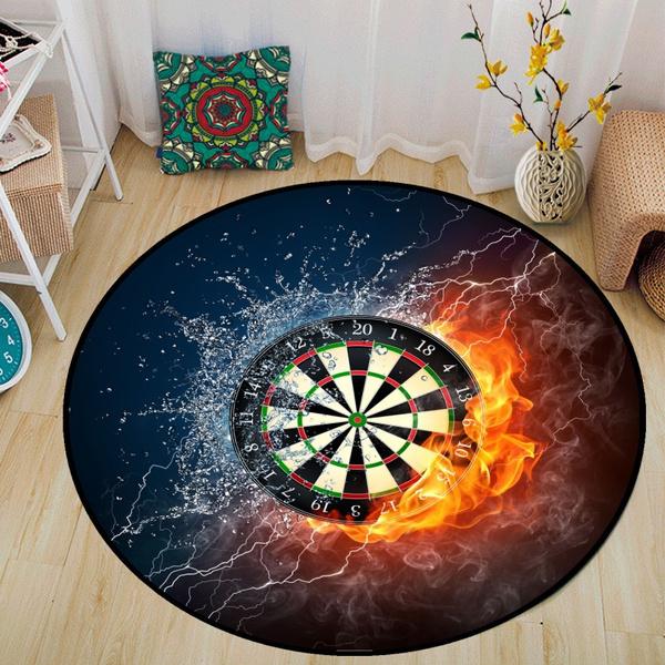 Нескользящий коврик с рисунком «вода и огонь», круглый ковер, напольные коврики, ковры для спальни, гостиной, декоративные, коврик для детских игр