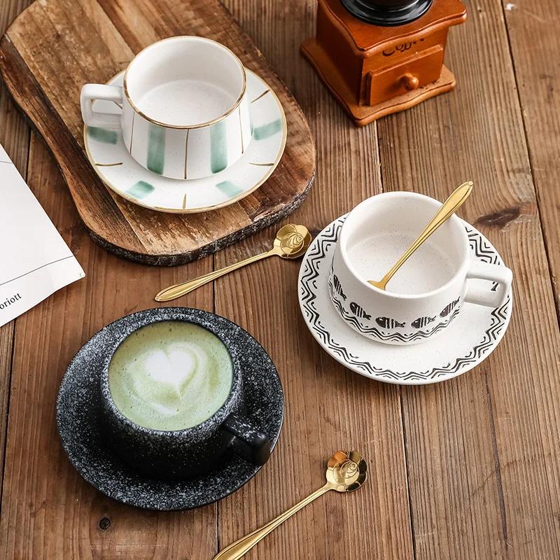 Japanese Ceramic Coffee Cup with Saucer Set Single Product Coffee Household Lattelatte Coffee Afternoon Tea