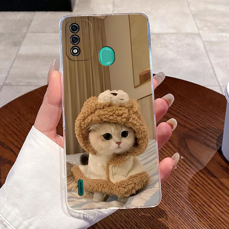 Чехол для Itel A48 Чехол Эстетичный Милый Кот Мультяшный Астронавт Модный Прозрачный Мягкий Силикон TPU Задняя Крышка Чехол для Телефона ItelA48