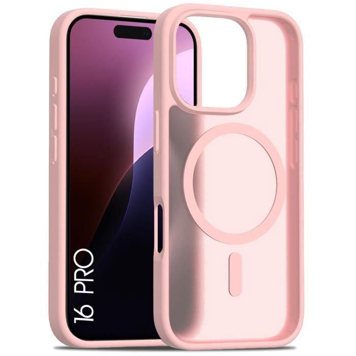Coque de protection - BOOLING - pour iPhone 16 Pro - Protection hybride - Rose - Recharge sans fil
