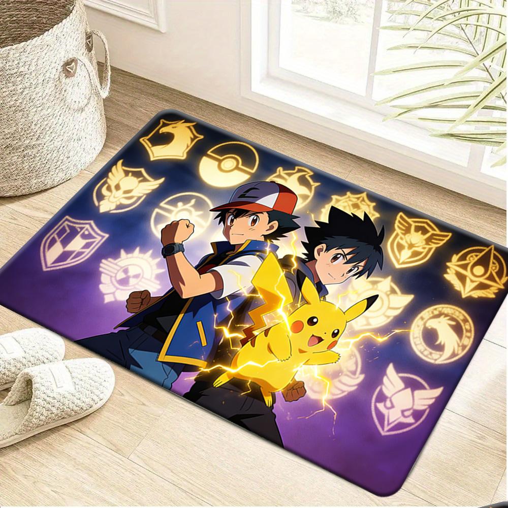 Pokemon Lucario Print Doormat Anti-slip Absorbent Floor Mat for Home Entrance Bedroom Living Room Decor