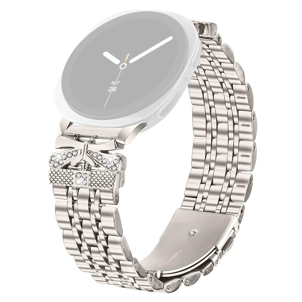 Watch Strap for Samsung Galaxy Watch8 44mm/40mm/8 Classic 46mm Rhinestone Butterfly Decor Stainless Steel Band