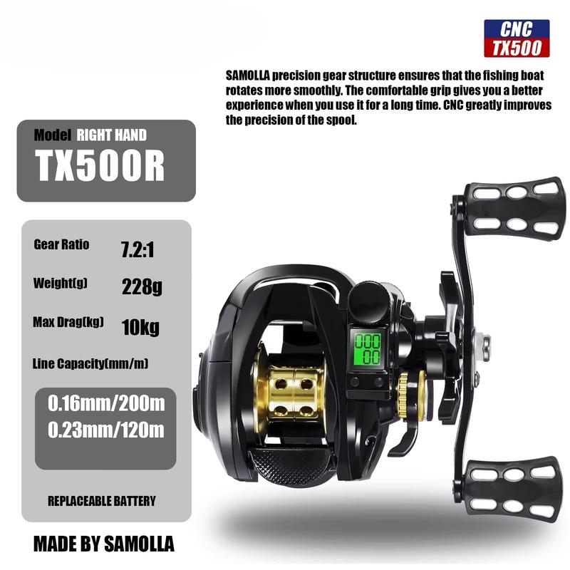 Популярная электронная приманка для литья рыбы светодиодный цифровой дисплей рыболовная катушка с высоким передаточным отношением 7,2:1 10 кг Водонепроницаемый фрикцион для морской рыбалки