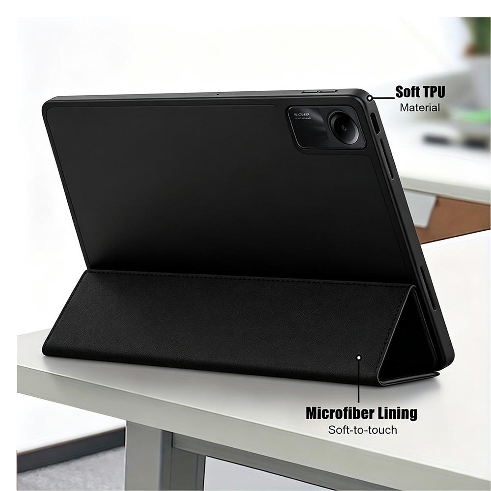 For Xiaomi Redmi Pad SE 11 2023-inch, Soft Silicone Case Ultra Thin Trifold Stand PU Leather Protective Cover, Auto Sleep / Wake