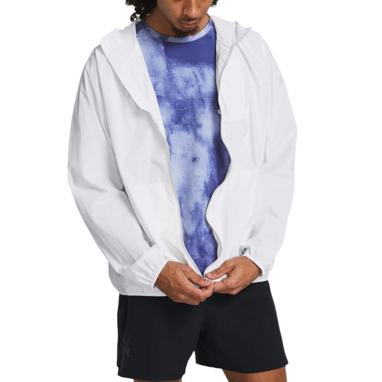 Under Armour Однотонная повседневная куртка с капюшоном и длинным рукавом на молнии, мужская куртка, белая 1381879-100