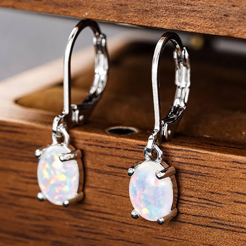 Huitan Imitation Opal Women Drop Earrings Simple Elegant Style Party Wedding Lady Fashion Accessories Versatile Jewelry GiftGood product