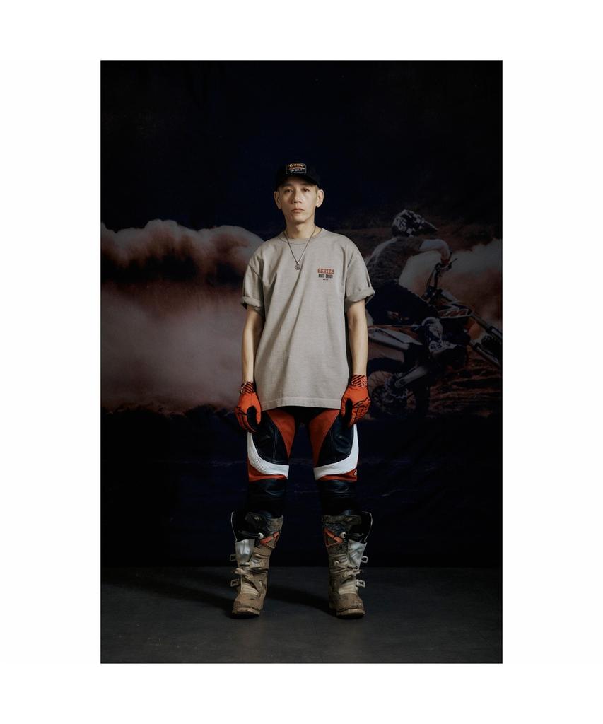 Silijeu Motorcycle Print Short Sleeve T-Shirt Satam26801Bex