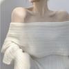 2024 весенний дизайн, сексуальный белый вязаный свитер, женский длинный рукав, однотонный корейский модный костюм Y2k, элегантный женский пуловер