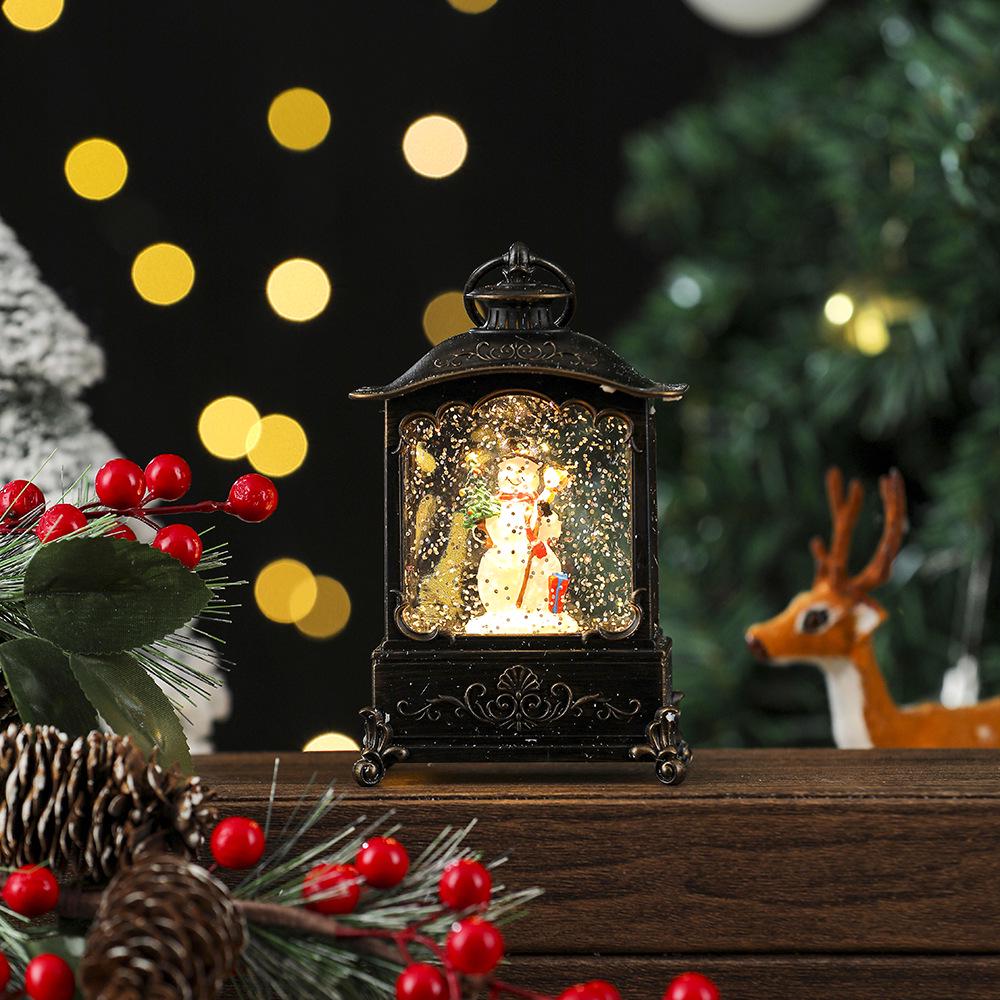 Ретро Рождественский фонарь: Светящаяся бутылка-лампа Санта-Клауса с музыкальными украшениями