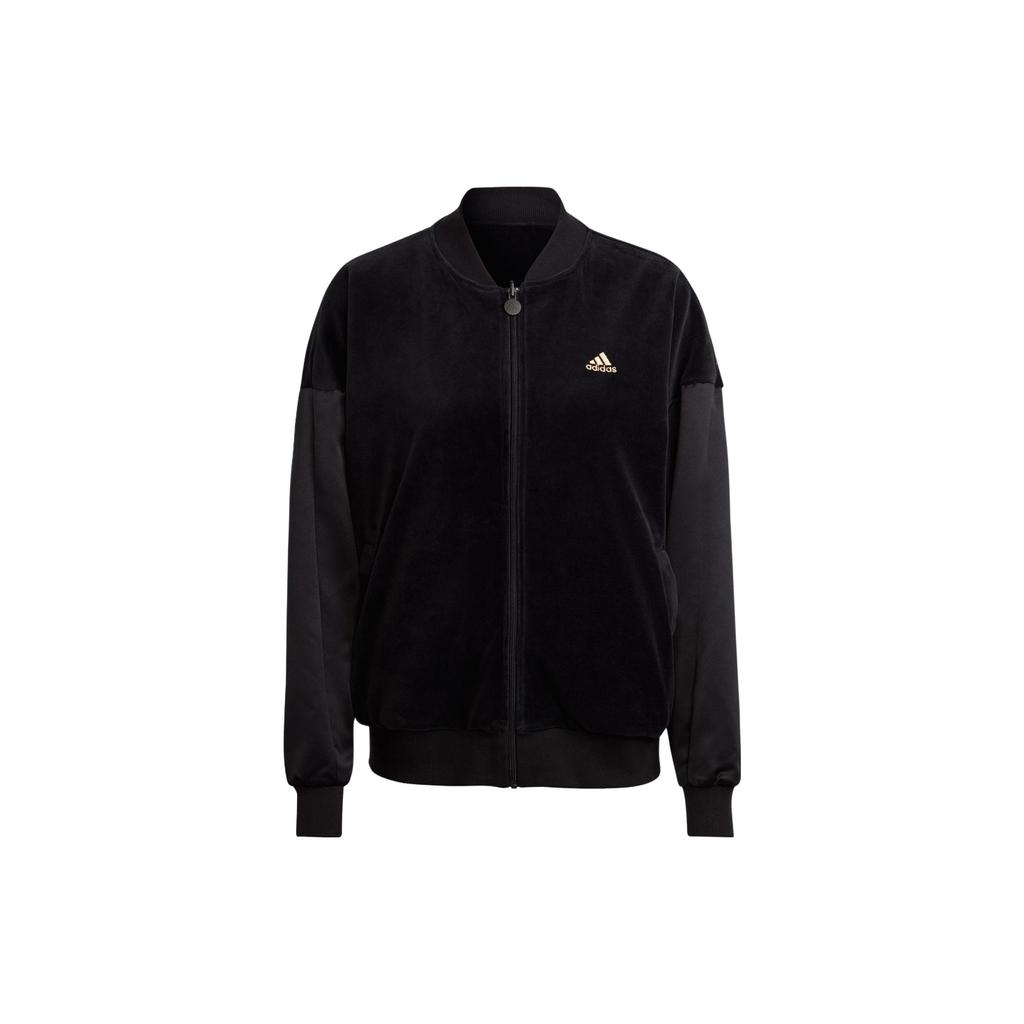adidas Рельефная монограмма с двусторонним логотипом и буквенным принтом, спортивная куртка, женская куртка, черная IA3173