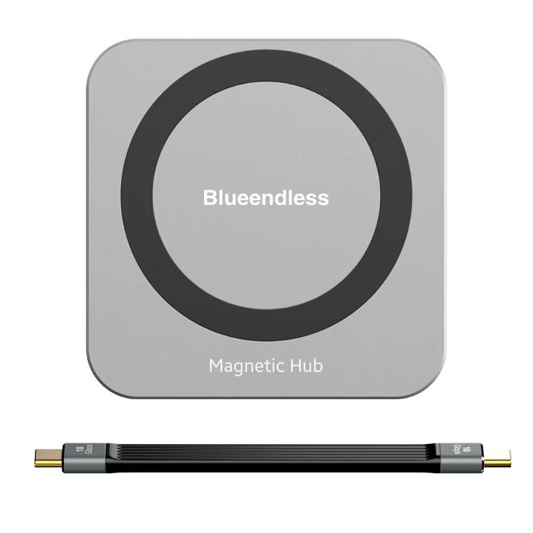 Магнитный хаб Blueendless 8-в-1 со слотом для SSD M.2 NVMe/SATA (HDMI+PD100W+USB-C/Type-C 3.2+USB-A 3.2+SD+TF+AUX)