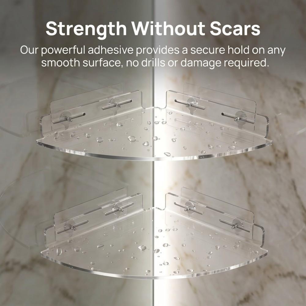 2 PCS Acrylic Corner Shower Shelf Shower Storage Rack Bathroom Shower Toilet Tile Surface
