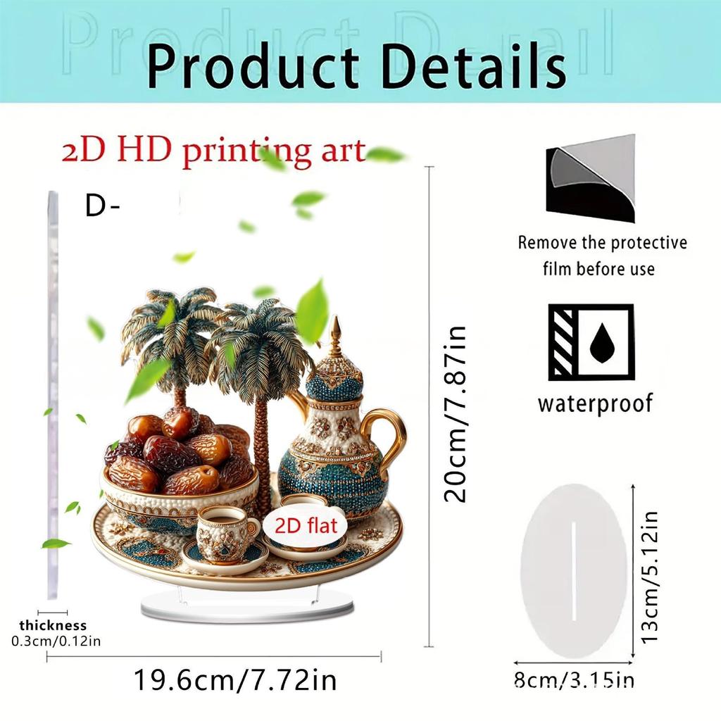 Pink Floral Moon & Lanterns Acrylic Desktop Ornament