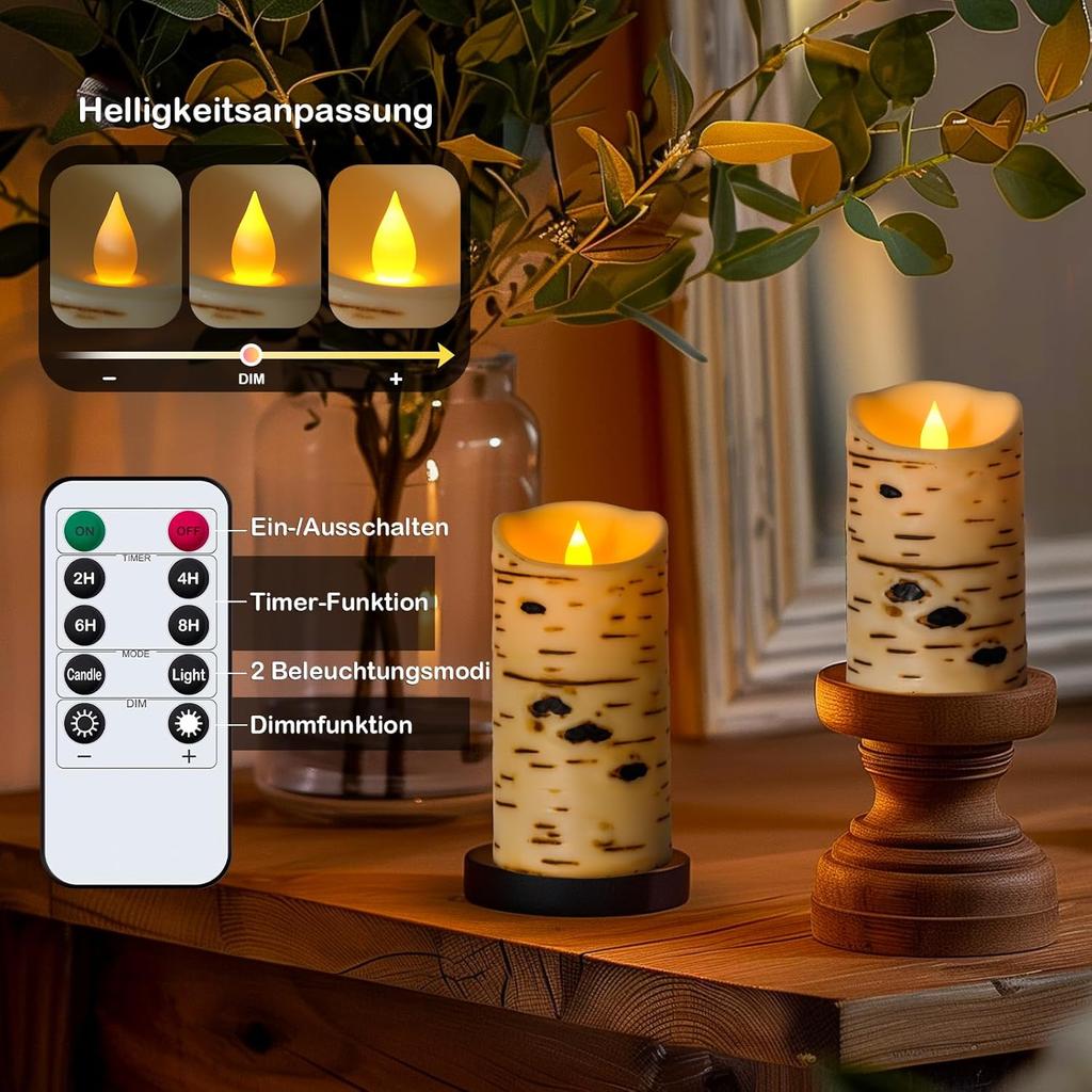 3Pcs Flickering Flameless Candles Battery Operated Candles LED Candles with Remote Timer for Home/Wedding/Birthday/Holiday Decor