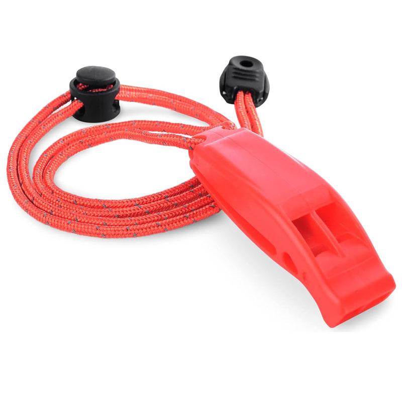 Двухчастотный водонепроницаемый свисток для выживания со шнурком - Высокочастотный свисток для безопасности на открытом воздухе с защитой окружающей среды ABS.