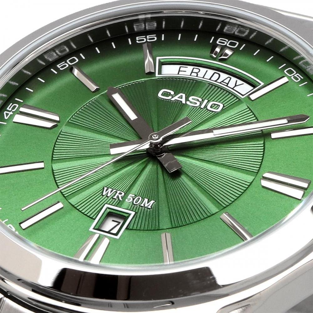 Casio Мужские Аналоговые Кварцевые Часы Металлический Ремешок Зеленые Mtp 1381d 3av