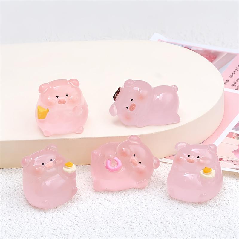 Luminous Cartoon Little Pink Pig Diy Accessories Cream Glue Keychain Car Small Ornaments