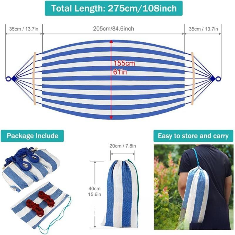 Холщовый гамак против перекатывания Двойной Кемпинговый с Изогнутыми Деревянными Шестами Уличная Кровать-качели для Двоих