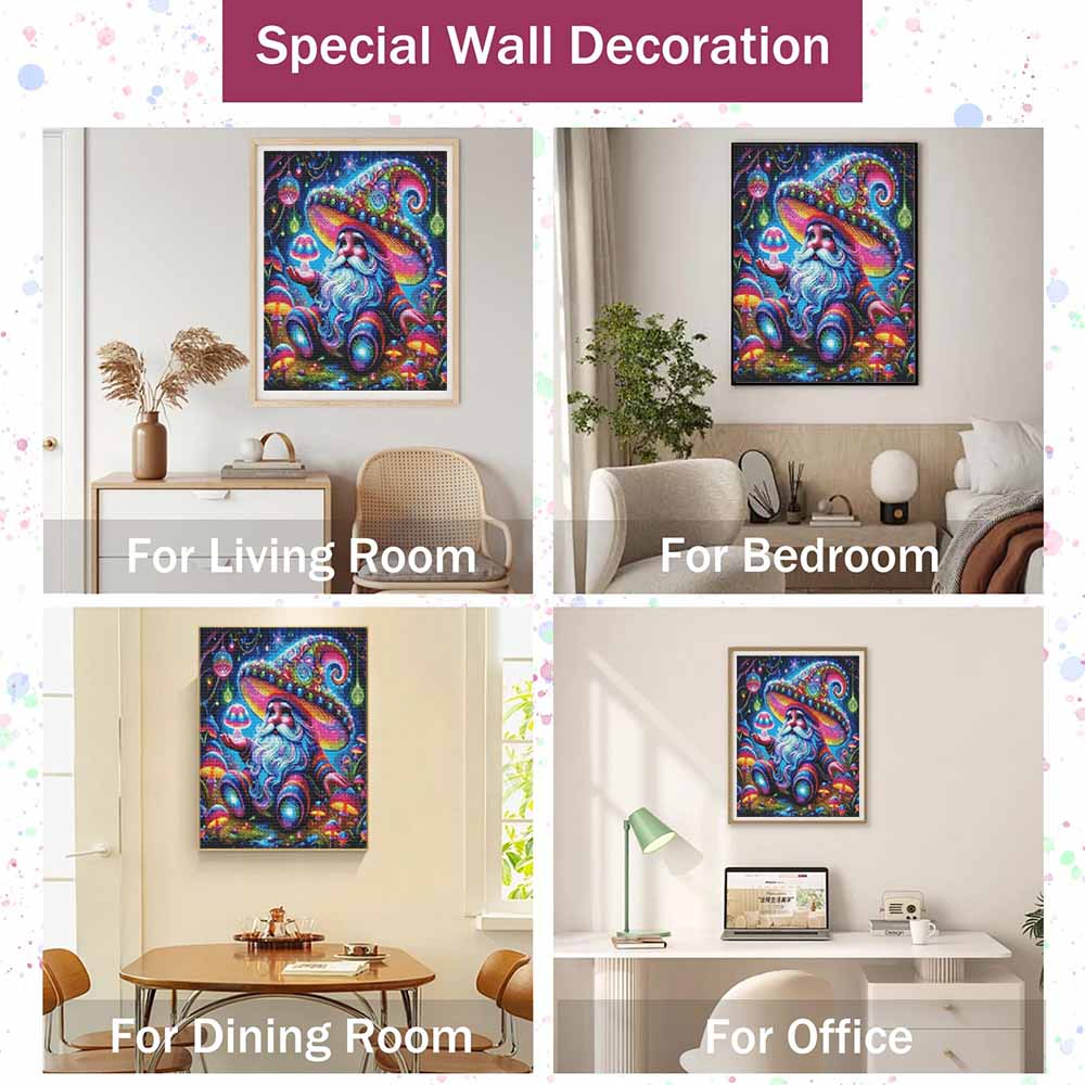 Diamond painting magical gnome fantasy mushroom art DIY 5D home room decoration kit