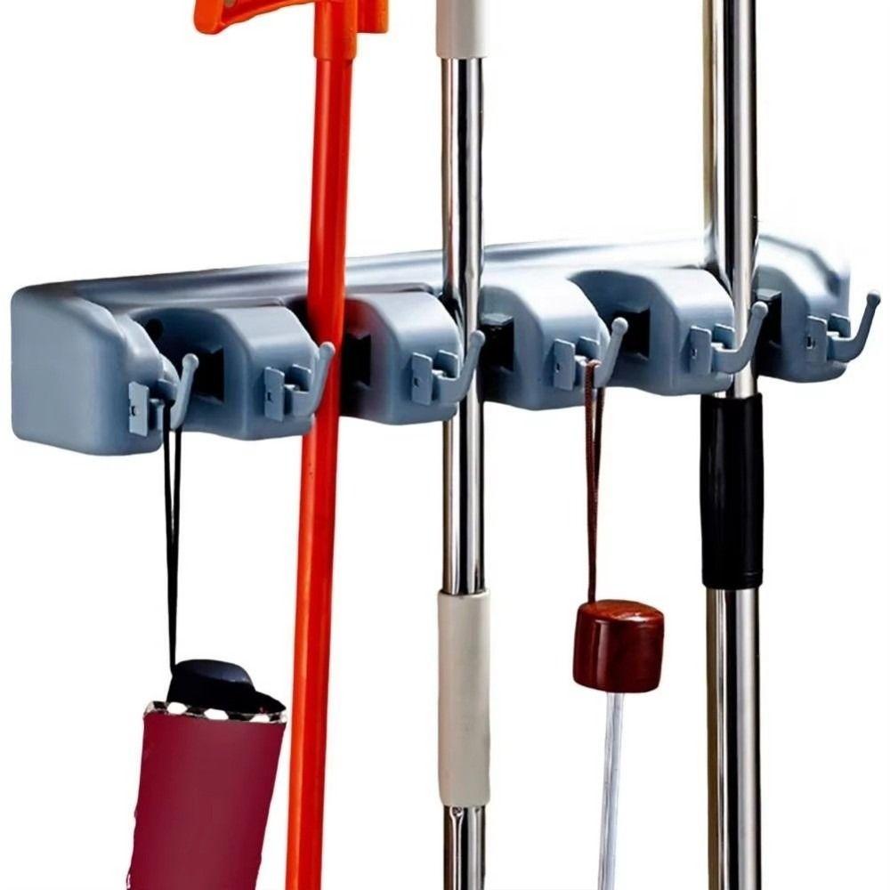 Strong Grip Mop Holder Wall Mounted Bathroom Broom Hanger Home Accessories Mop Fixed Clip Home Use
