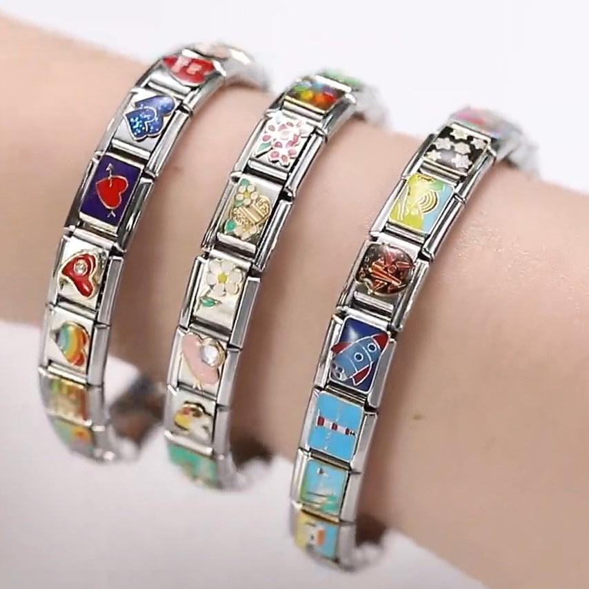 Мультяшные Милые Кошки Собаки Лапа Сердце Ночь Луна Цветы Итальянские Шармы-Звенья Подходят для Браслета из Нержавеющей Стали 9 мм Женщины DIY Изготовление Подарки