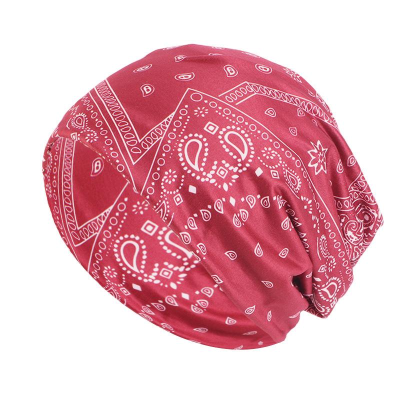 Elastic cloth multi-functional cashew flower headscarf hat, double-sided variegated printed scarf stacking hat, sweat-absorbing belt JDU-D