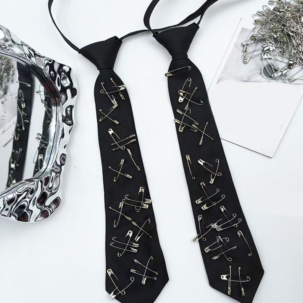 Y2K Girl Tie for Theme Party Knotfree Neck Tie with Pin Decors School Event Shirt Tie for Everyday Use Uniform Accessory