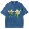 Women Tops Clothes Oversized Short Sleeves Two Dancing Frogs Print Overseas Export High Quality Shirt For Men Discount