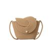 Grass Weaving Solid Color Crossbody Bag With Flap Closure For Beach Vacation Use