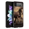 Running Horse Animal Phone Case For Samsung Galaxy Z Flip3 Flip4 Flip5 Shell For Z Flip 3 Flip 5 4 5G Black Hard Folding Cover