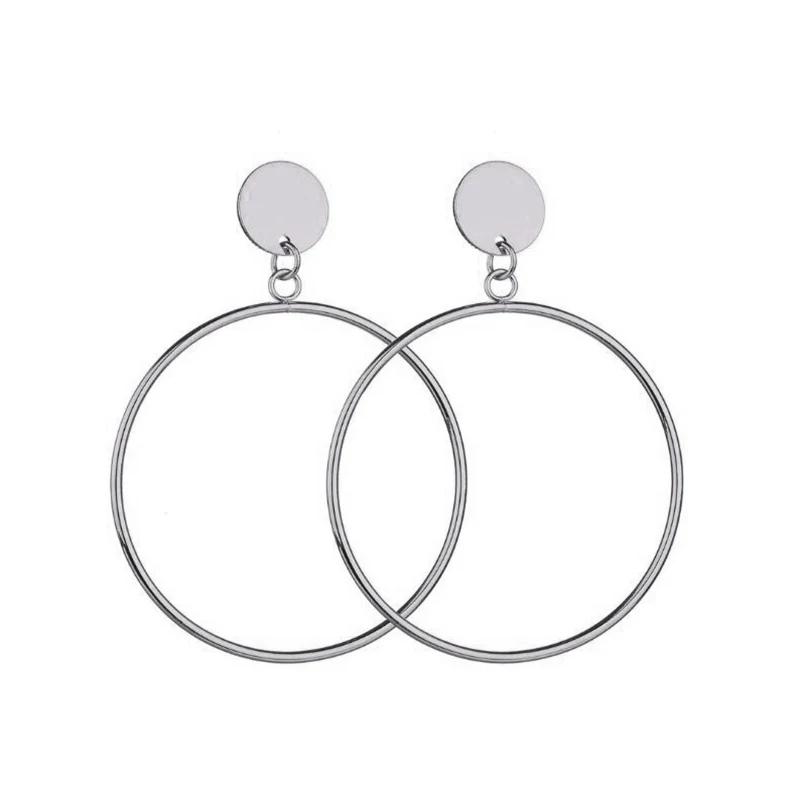 New Fashion Round Dangle Earrings for Women Big Circle Pendants Drop Earrings European Exaggerated Ear Accessories