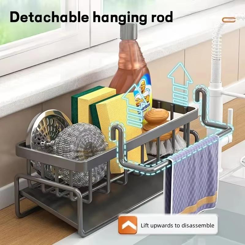 Household Storage Drain Rack Kitchen Storage Supplies Drain Dual-Purpose Layered Design Water Accumulation Durable Storage Rack