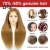 Mannequin Head with Real Hair Hairdresser Braiding Hair Styling Training Manikin Cosmetology Doll Head Brown Golden Long Hair Hairdressing Makeup