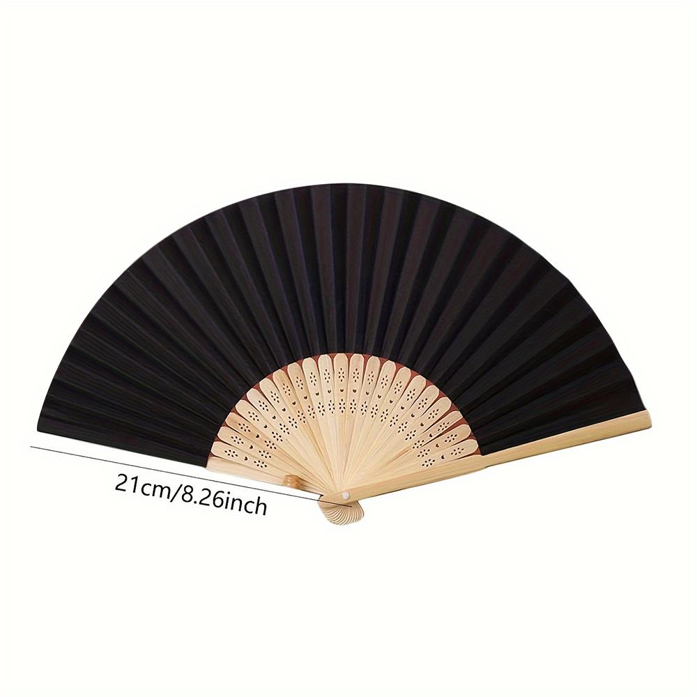 1pcVintage Black Bamboo Folding Fan - Handmade Vintage Chinese Style, Lightweight and Durable, Perfect Gift for Ladies and Girls