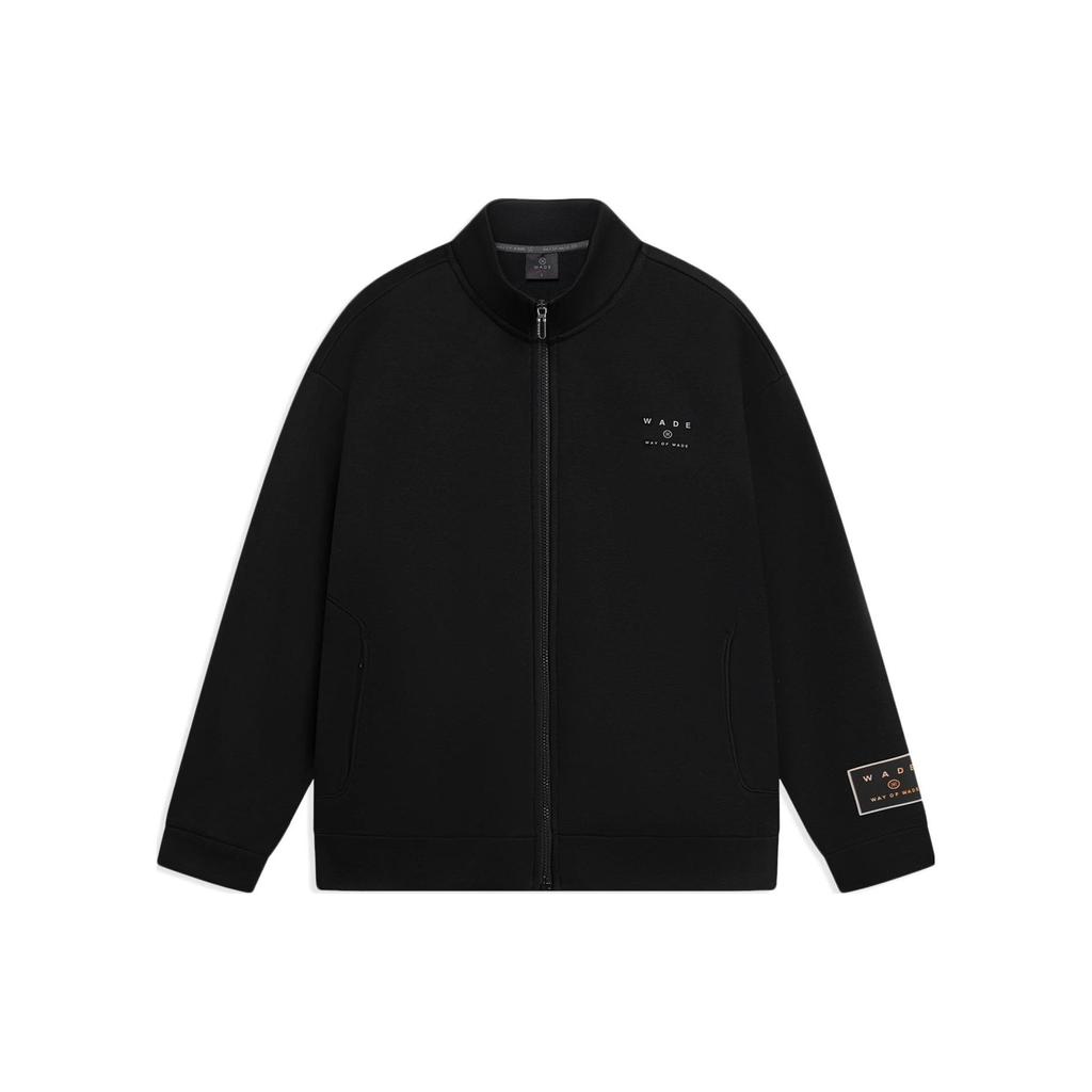 Li-Ning Wade Series Logo Print Zip-Up Collar Long Sleeve Sweatshirt Men Tops Black AWDSC47-1