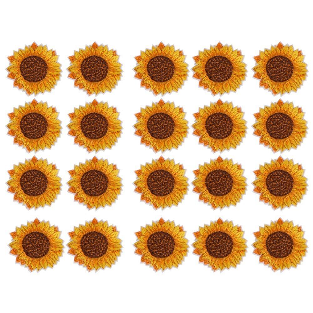 20pcs DIY Craft Sunflower Embroidered Patch Embroidered Accessories Sew On Patch Clothes Decoration
