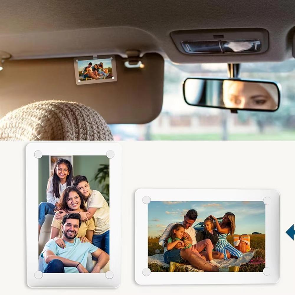 Magnetic Car Sun Visor Photo Holder Acrylic Picture Holder Clip Trip Storage