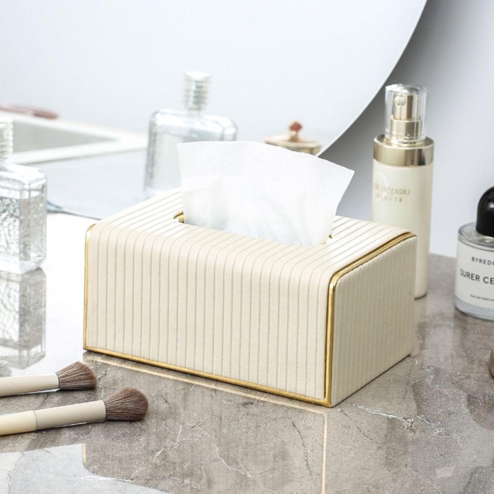 PU Leather Tissue Box Soft Tissue Case Creative Paper Towel Container for Living Room