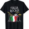Итальянский флаг, ударная установка, Italia Rocks, футболка музыканта-барабанщика