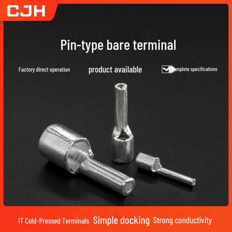 CJH Silver Plated Red Copper/Brass Square Cold Crimp Terminal Pin