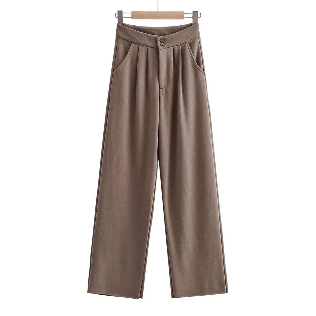 Женские брюки с высокой талией и карманами, длинный костюм, офисные женские элегантные брюки