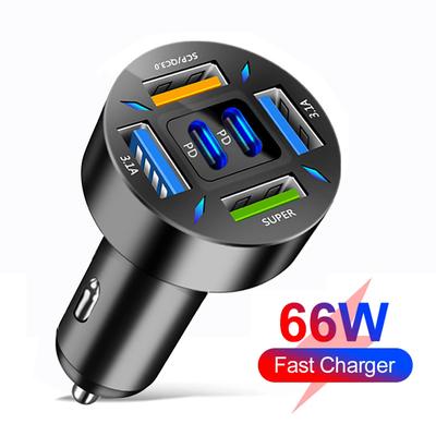 Автомобильное зарядное устройство 66 Вт, быстрая зарядка PD QC3.0 с вольтметром, адаптер питания для прикуривателя для смартфона