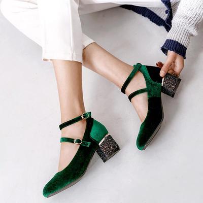 Q/Женские туфли на высоком каблуке, модные однотонные замшевые туфли на толстом каблуке, большие низкие кеды