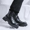 Новые осенние и зимние мужские ботинки Модный минималистичный британский стиль Уличный мотоцикл Повседневный офис Теплая обувь для молодежи