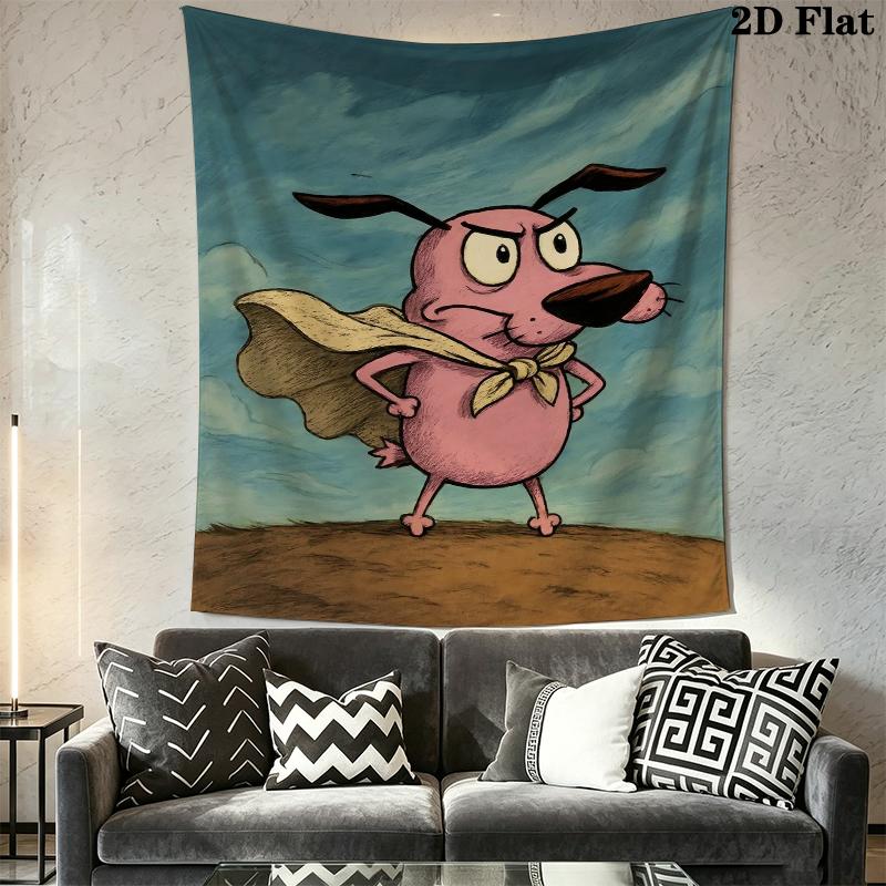 Courage the Cowardly Dog Wall Tapestry Aesthetic Wall Hanging Printed Fabric Blanket Decorative Tapestries for Bedroom Living Room Home Decor