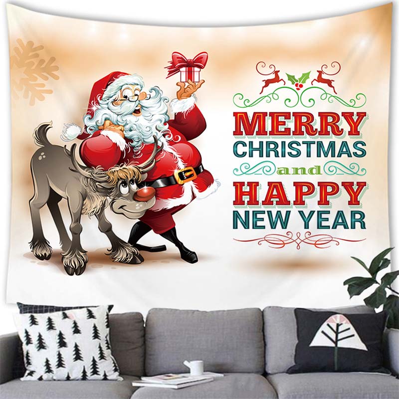 Санта-Лось Снеговик Принт Домашний Декор Гобелен Настенный Рождественский Декор Стены Гостиной Комнаты Фон Ткань Tapiz navideño